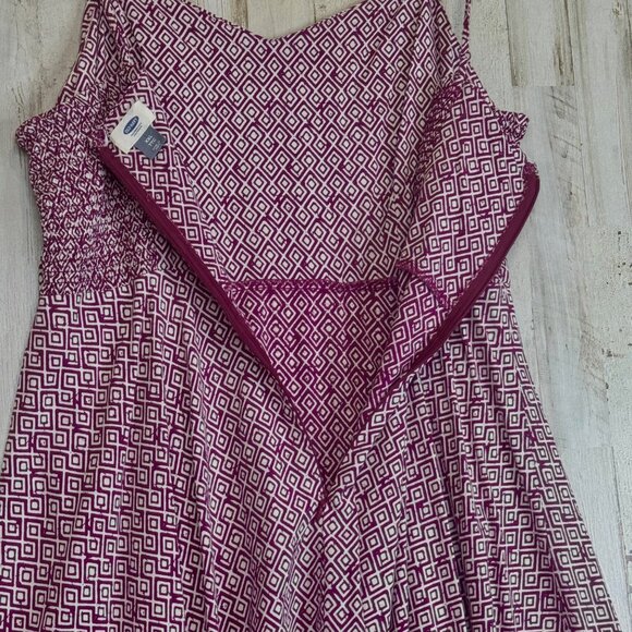 Old Navy Purple White Sleeveless Geometric Print Smocked Stretch Dress Size XXL - Picture 5 of 7